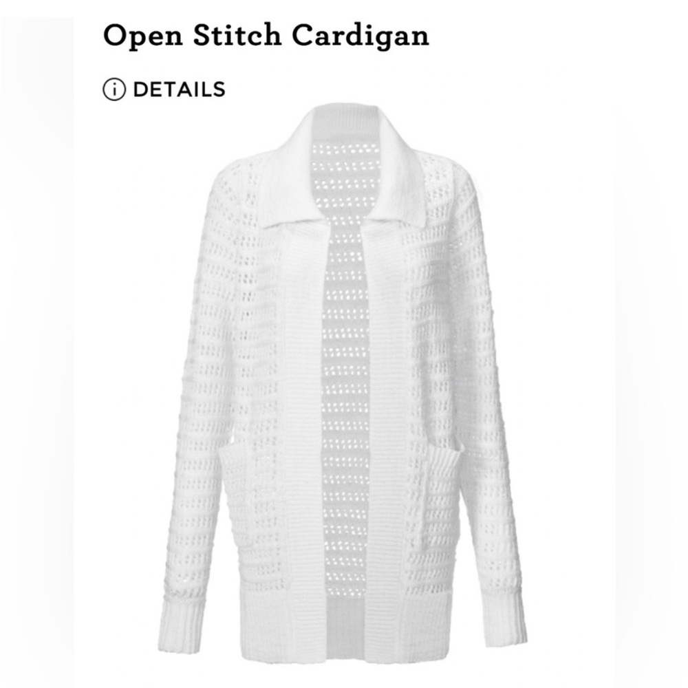 CAbi Cream Cardigan Sweater with Ribbed Detailing